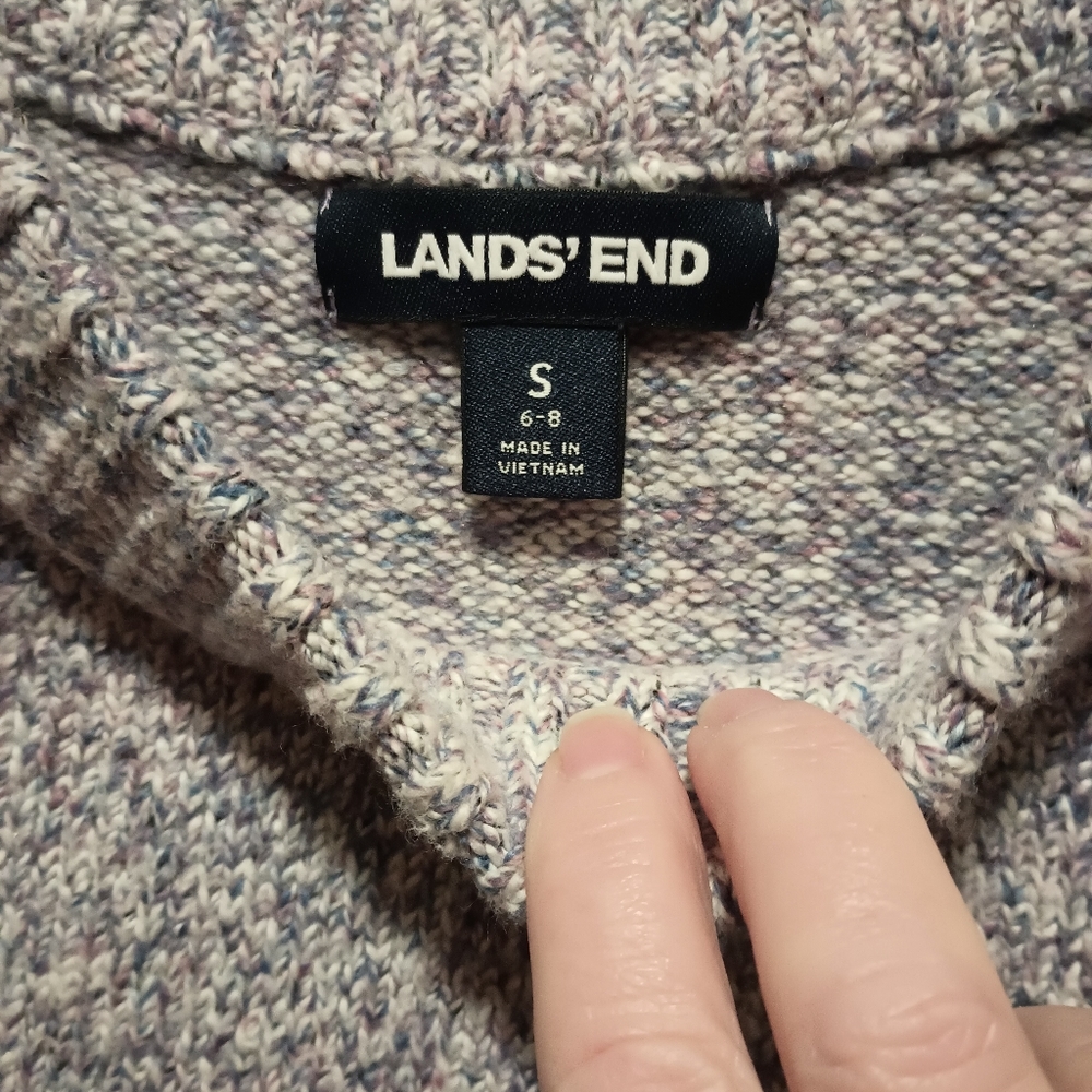Lands' End Marled Purple Blue Soft Cotton Blend Crewneck Sweater Women Small 6-8 - Picture 3 of 8